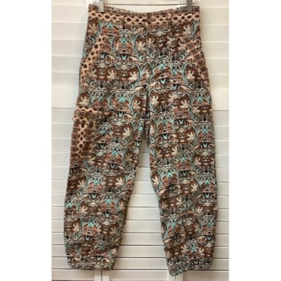 Anthropologie Womens Corduroy Barrel pants With a Bohemian Style Pattern Size 8 - Picture 1 of 3